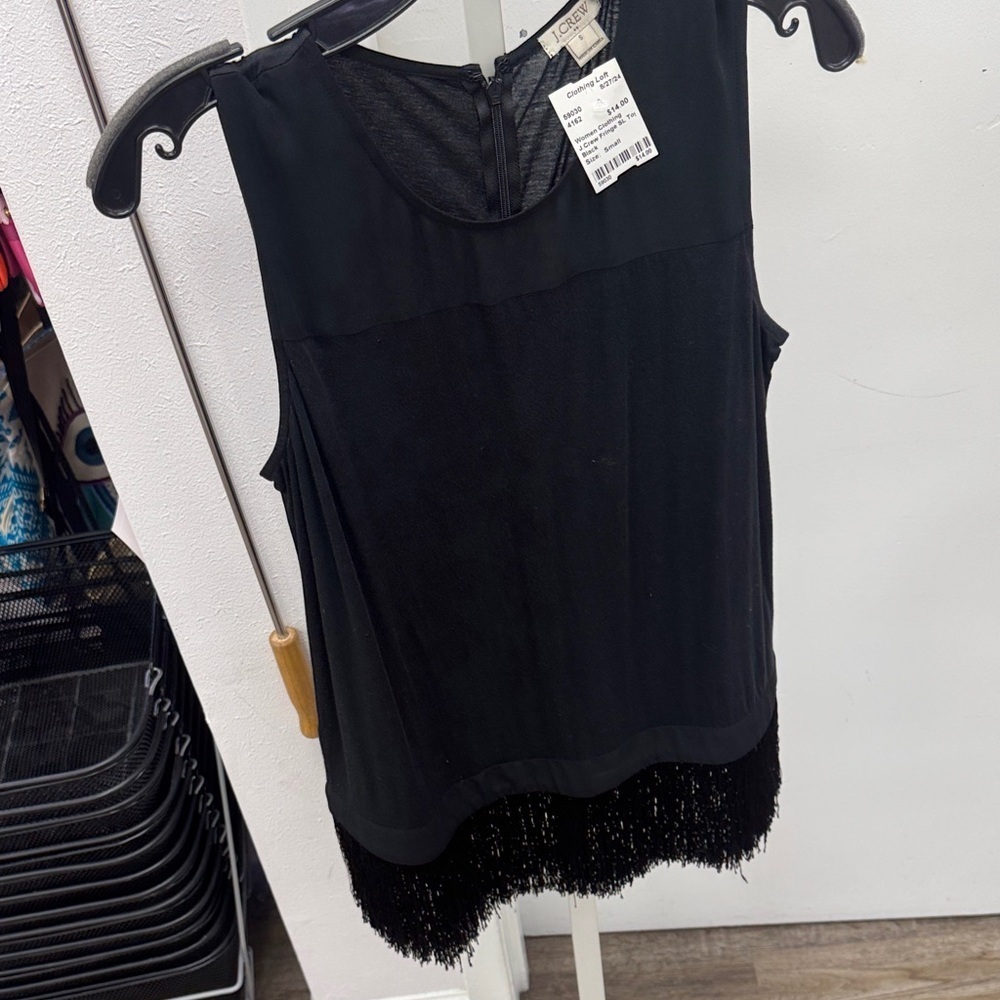 J. Crew Black Sleeveless Fringe Dress